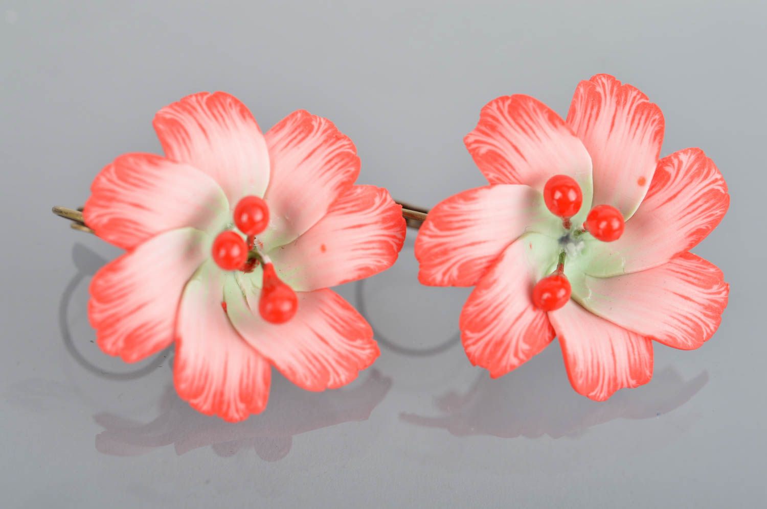 Handmade designer earrings unusual stylish accessory ceramic cute jewelry photo 2
