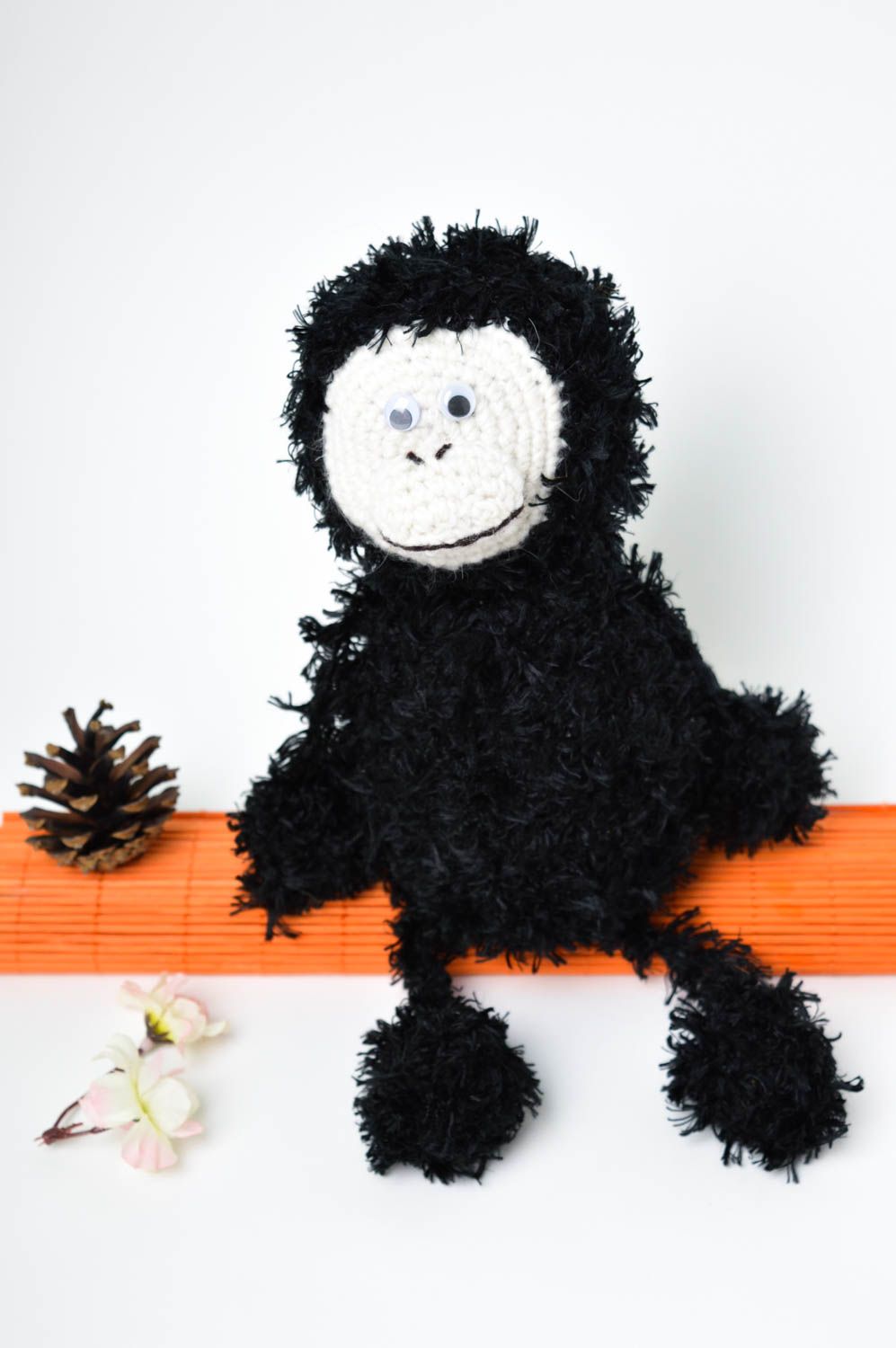 Игрушка обезьянка ручной работы детская игрушка вязаная смешная мягкая игрушка фото 1
