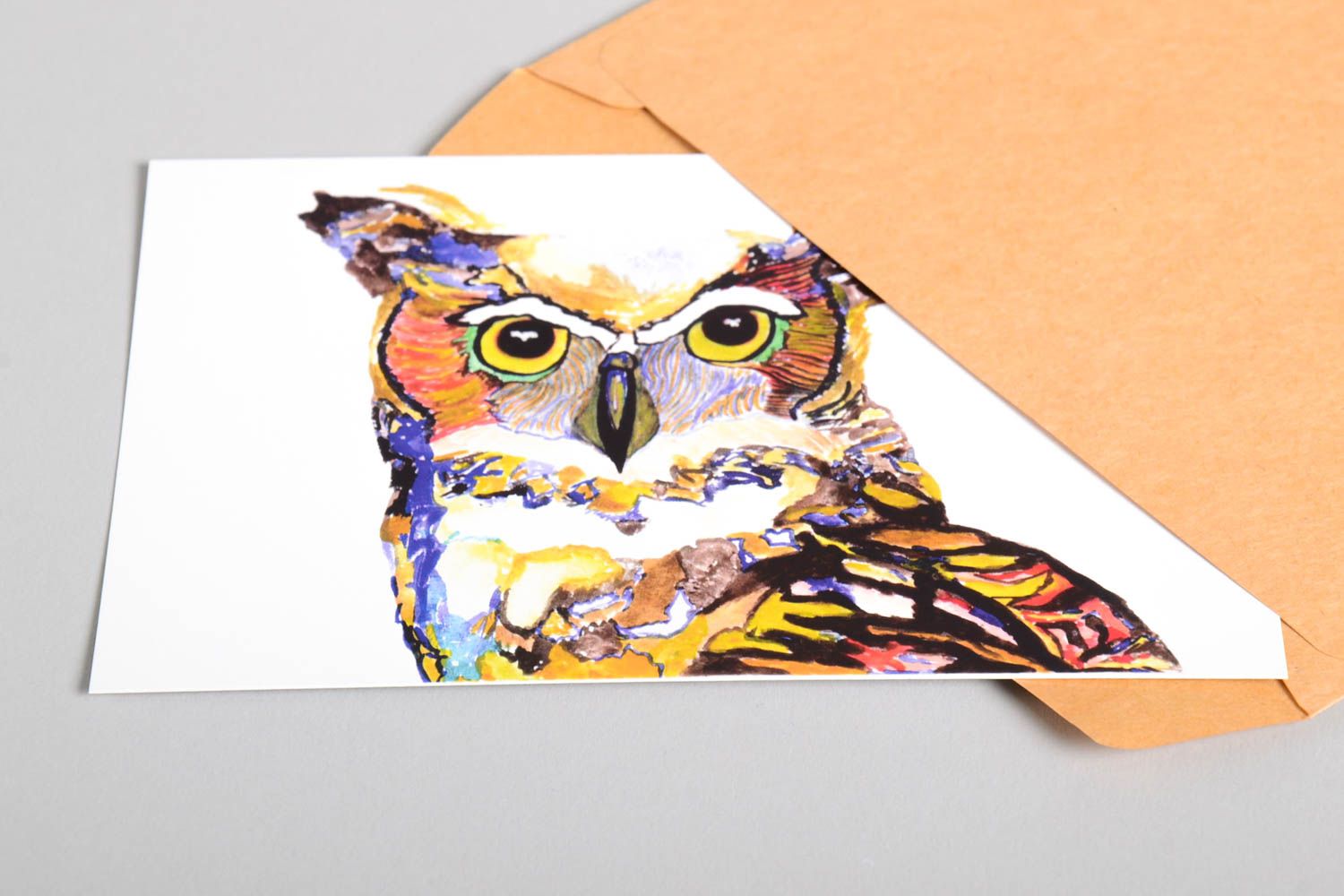 Открытка ручной работы поздравительная открытка сова красивая открытка фото 4