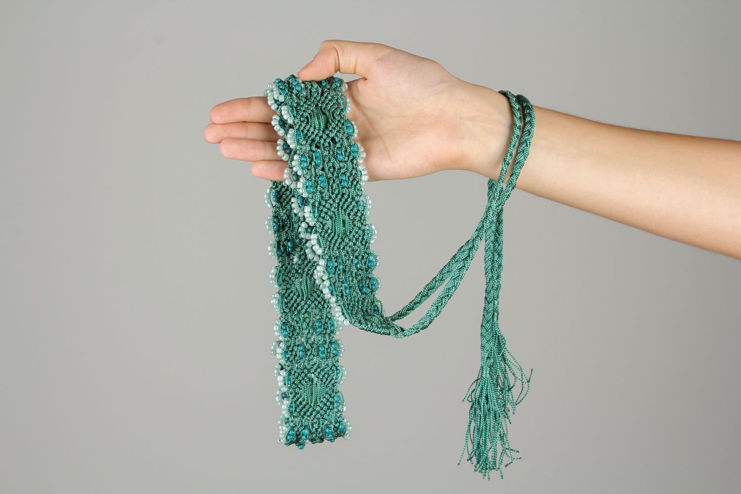 Green belt with beads photo 4