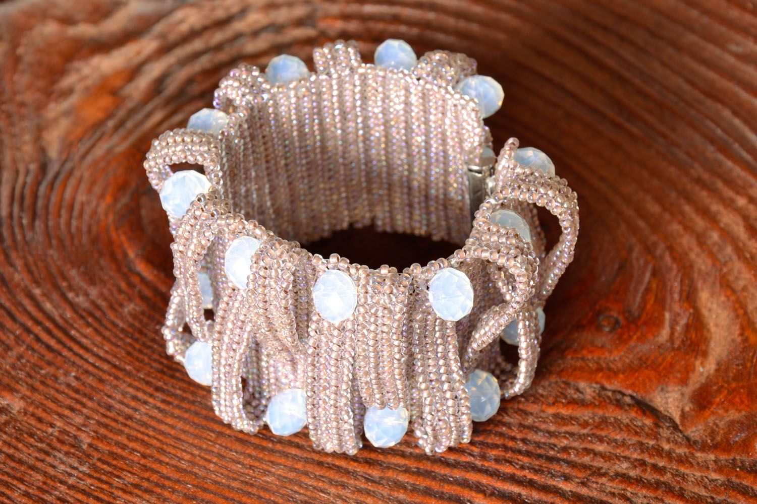Bracelet large avec perles à facettes  photo 1