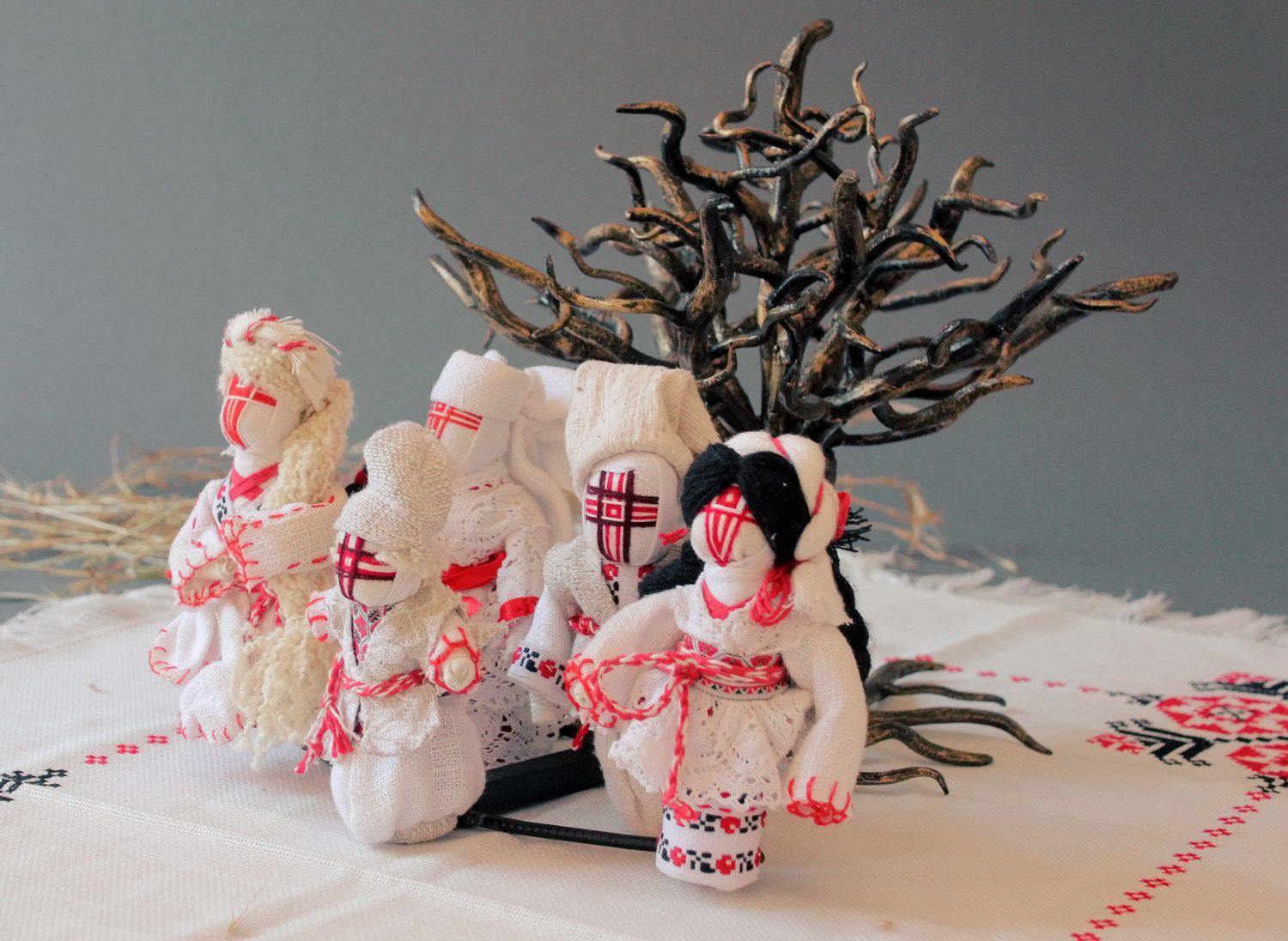Set of rag dolls with a stand Family tree photo 5