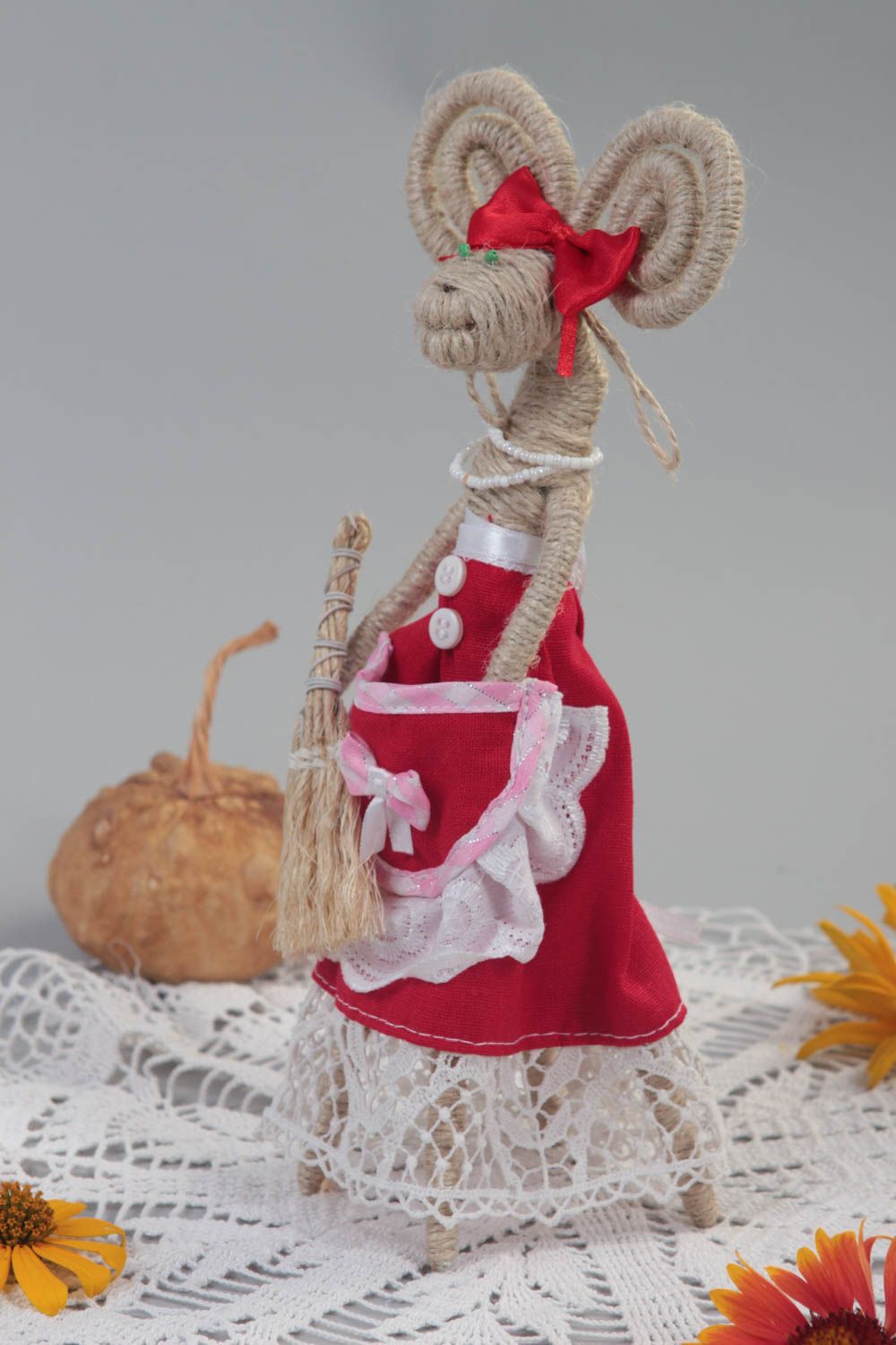 Statuetta capra di corda fatta a mano figurina decorativa decorazione originale
 foto 1