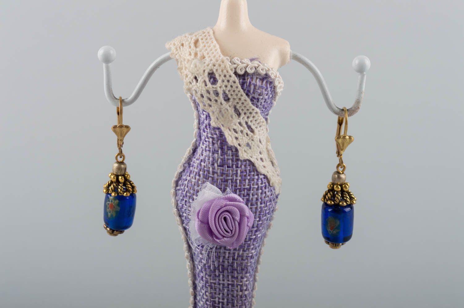 Handmade glass earrings brass earrings brass jewelry murano glass accessories photo 1