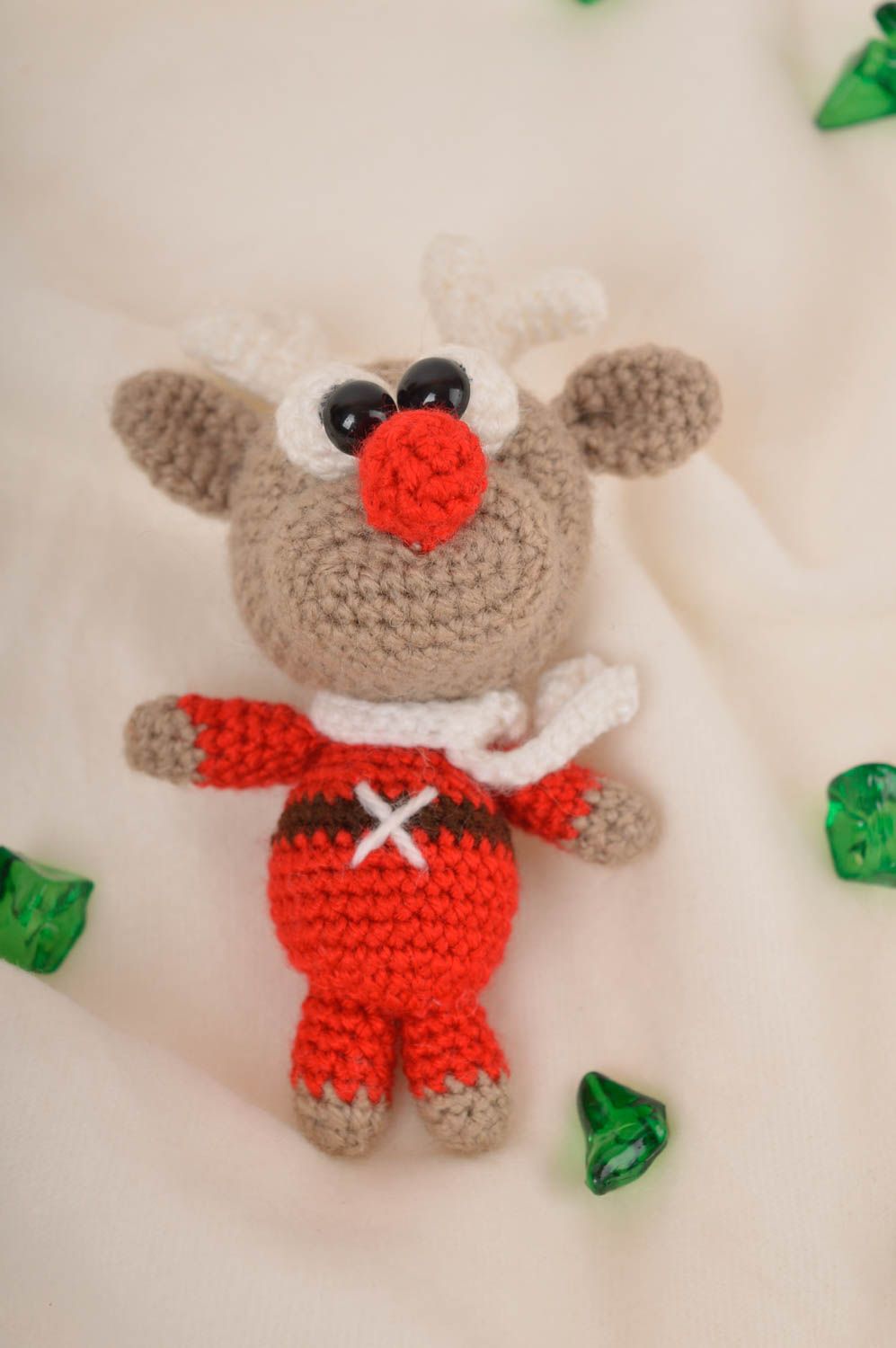 Peluche renne Jouet fait main de Noël tricoté en acrylique Cadeau enfant photo 1
