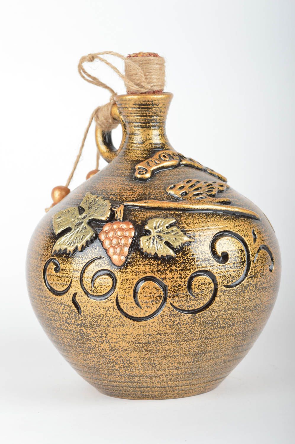 Jarro de cerámica original con corcho y modelado 1.5 litro hecho a mano foto 2