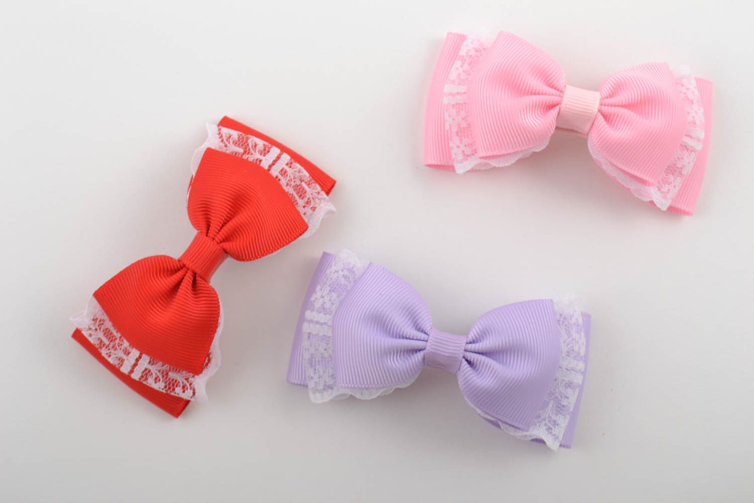 Hair accessories for girls set of 3 handmade hair clips hair bows gifts for kids photo 2