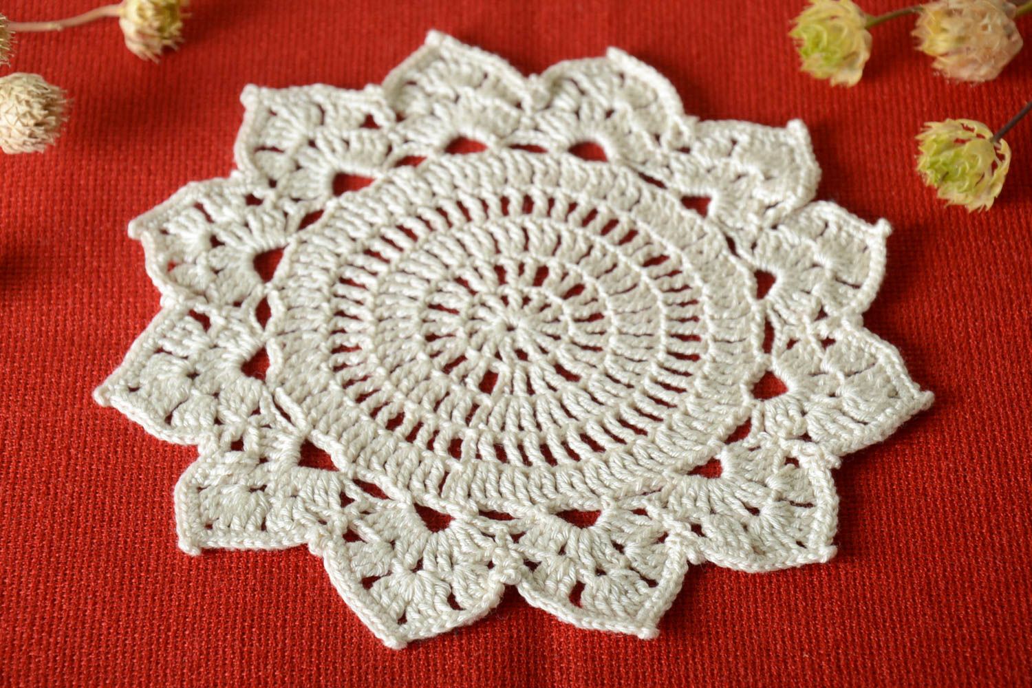 Napperon original fait main Déco maison Cadeau femme tricoté crochet dentelle photo 3