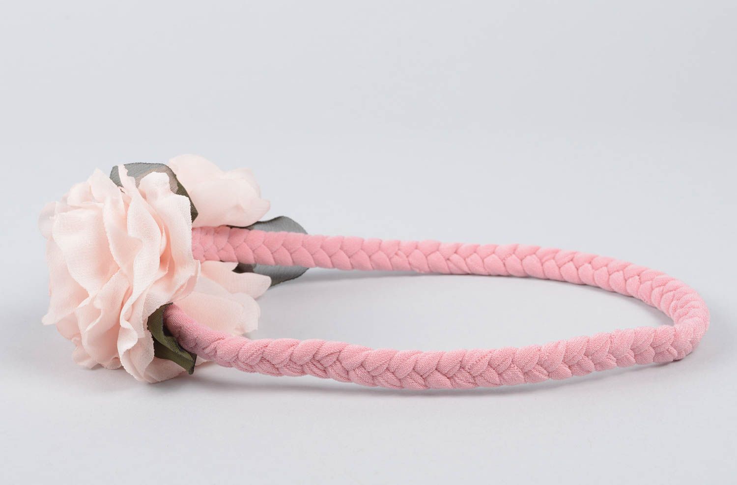 Rosa Haarband mit Blumen handmade Designer Schmuck Accessoire für Haare  foto 3