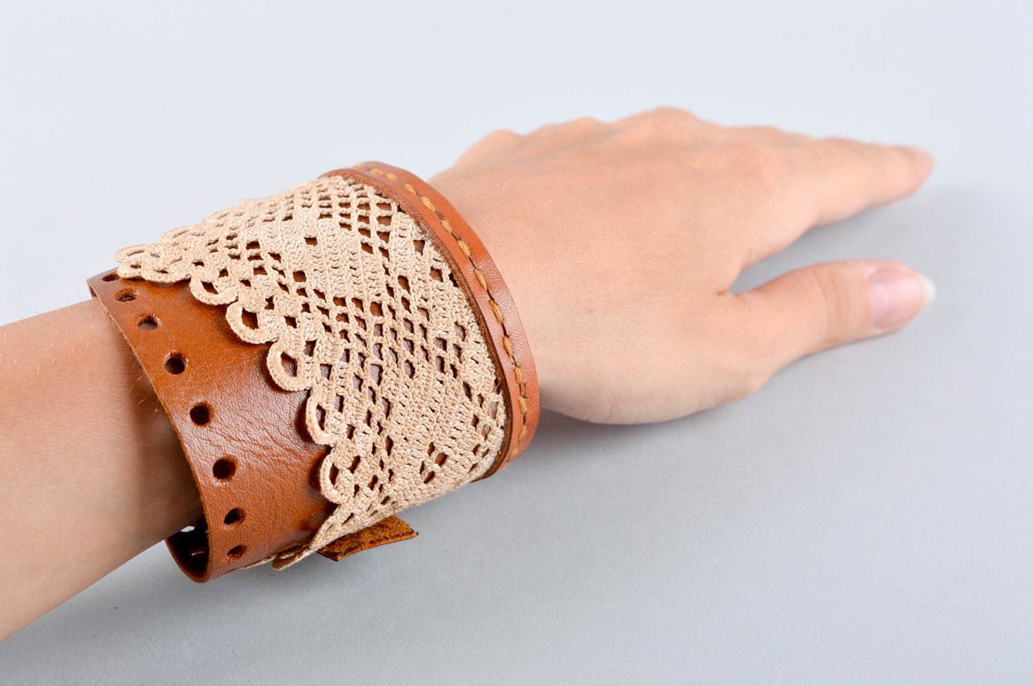 Unusual handmade leather bracelet lace bracelet design fashion trends buy a gift photo 5