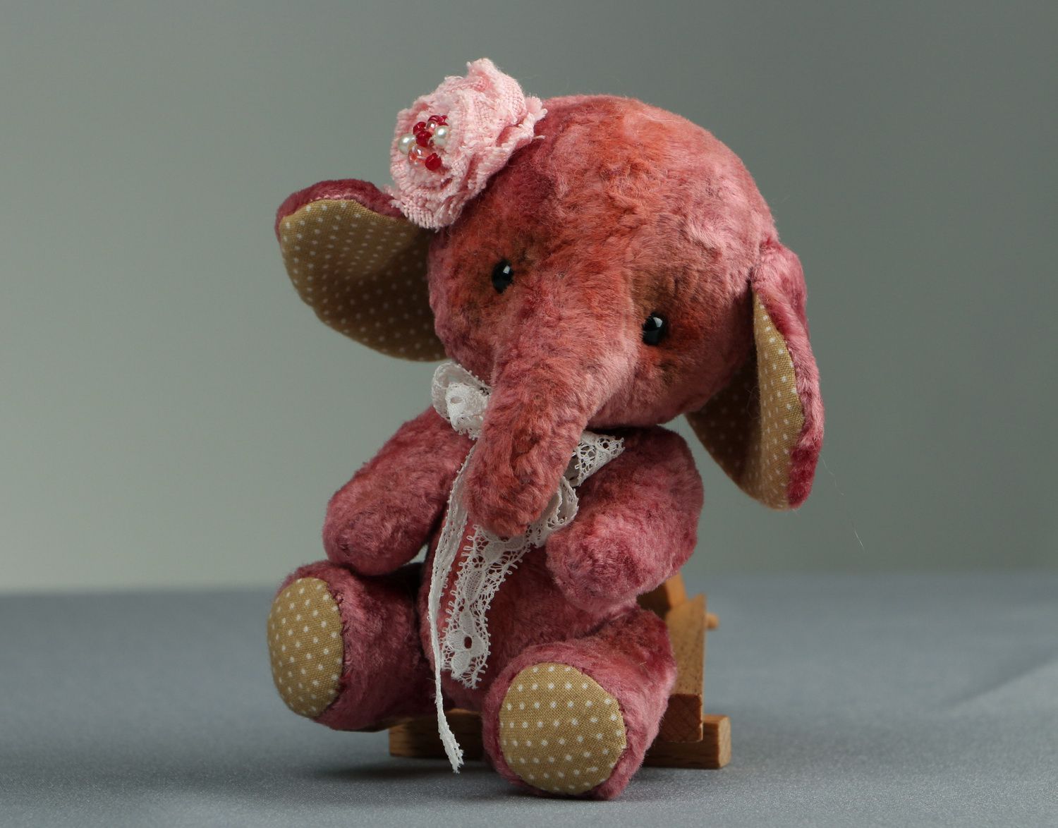 Vintage plush toy Elephant, Teddy technique photo 2