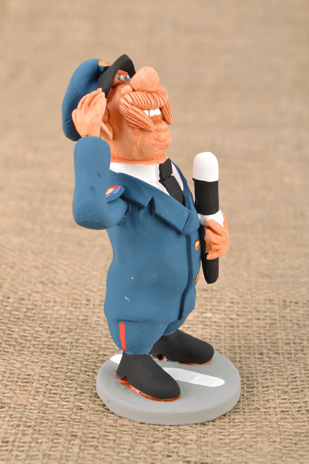 Handmade ceramic figurine Policeman photo 1