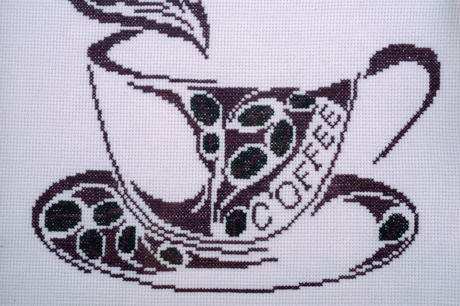 Beautiful embroidered picture A cup of coffee photo 4