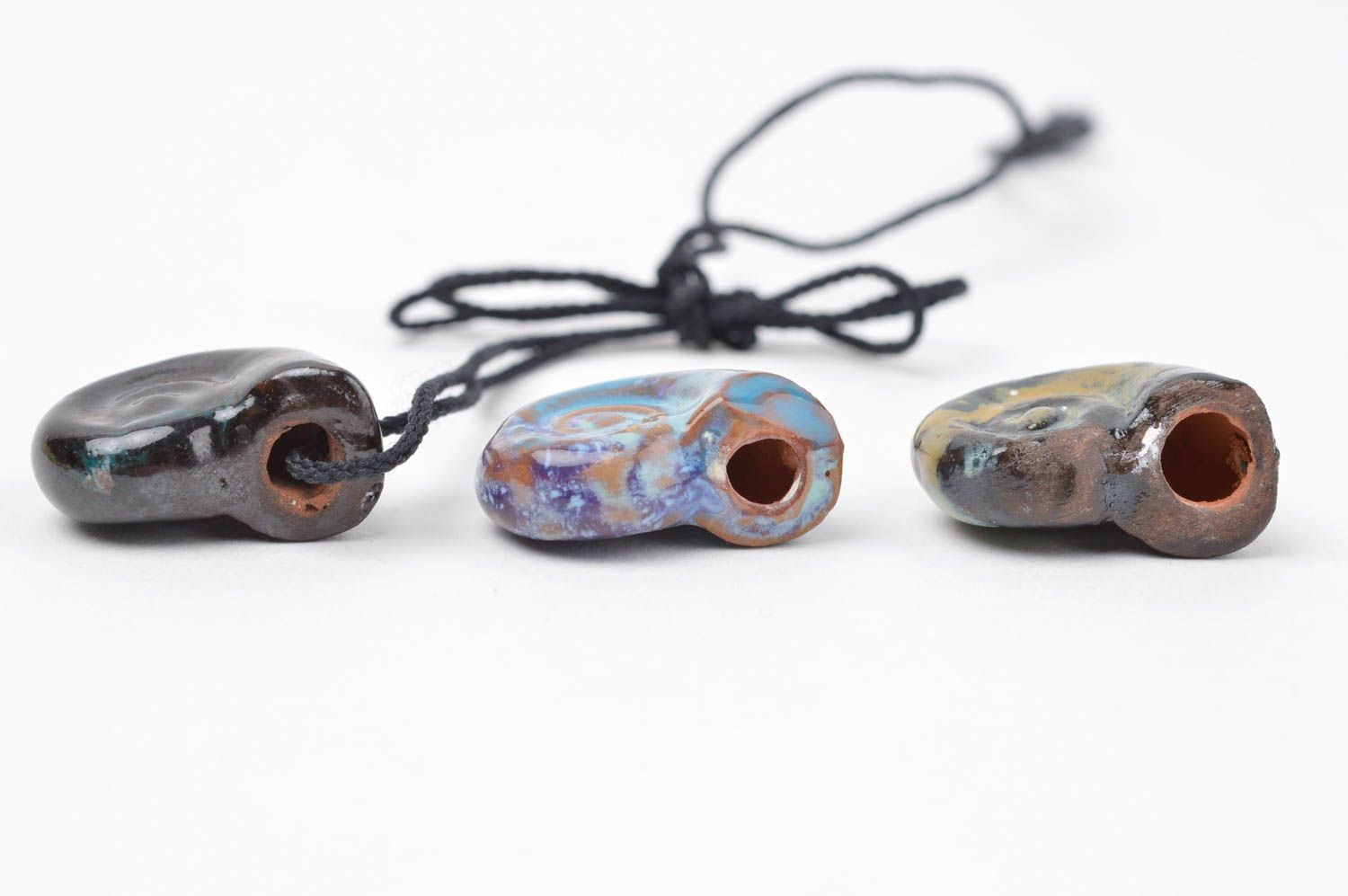 Stylish ceramic pendants handmade female aroma pendants cute jewelry 3 pieces photo 4