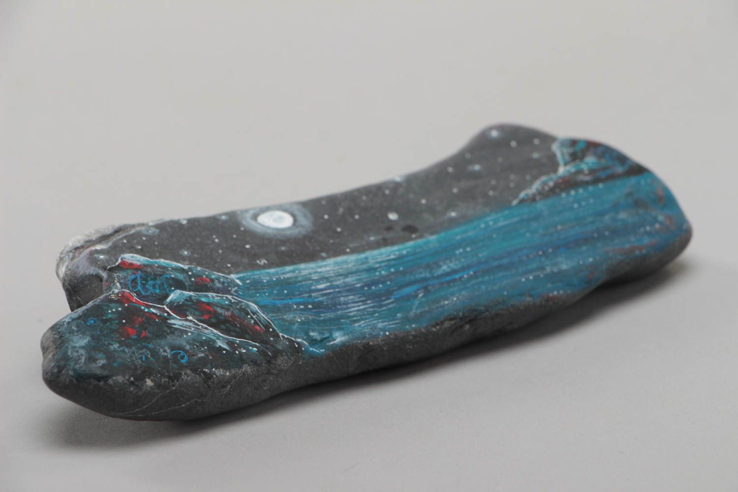 Большой расписной морской камень ручной работы красивый оригинальный с пезайжем фото 3
