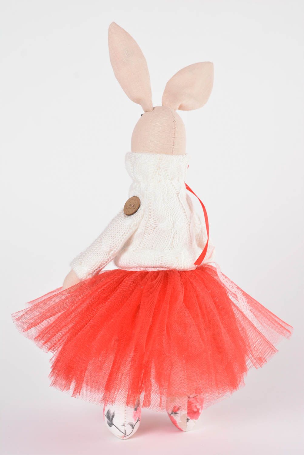 Игрушка заяц ручной работы авторская игрушка красивая стильный подарок из ткани фото 4