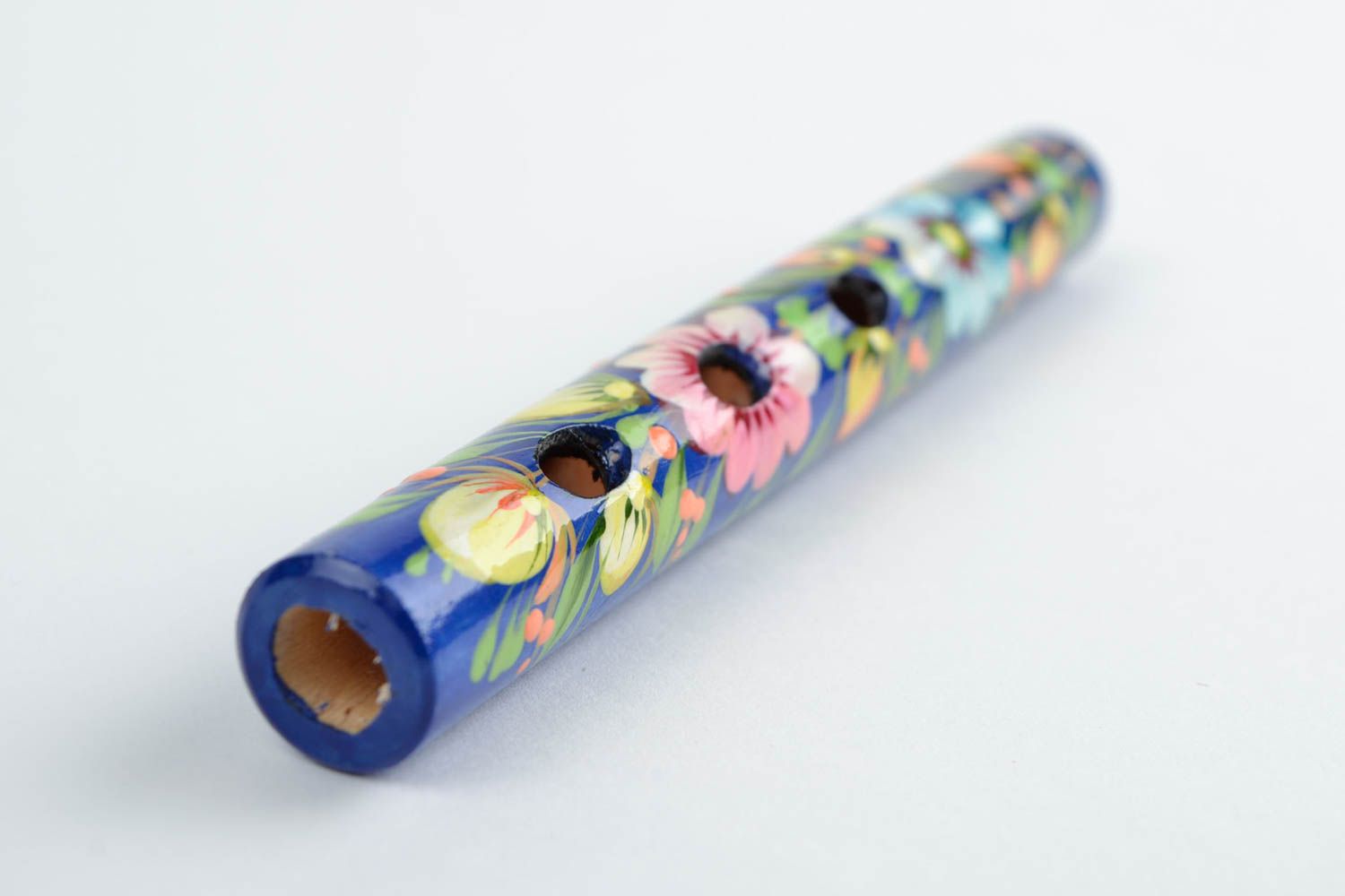 Petrykivka painting ethnic flute wooden tin whistle bright designer souvenir photo 3