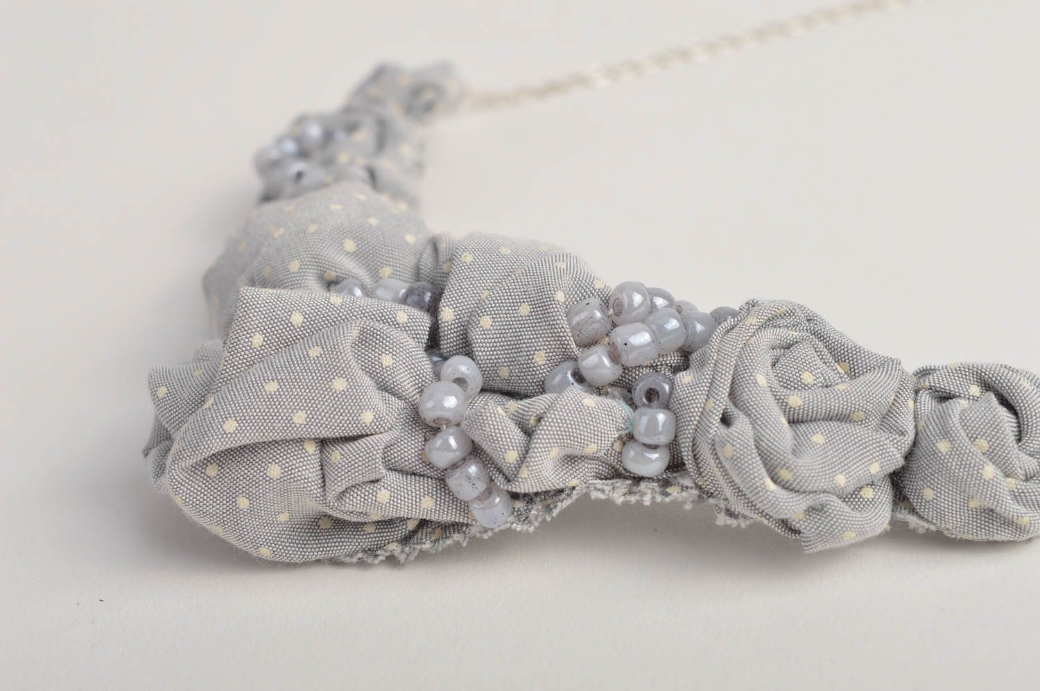 Handmade designer necklace stylish grey necklace festive elegant jewelry photo 3