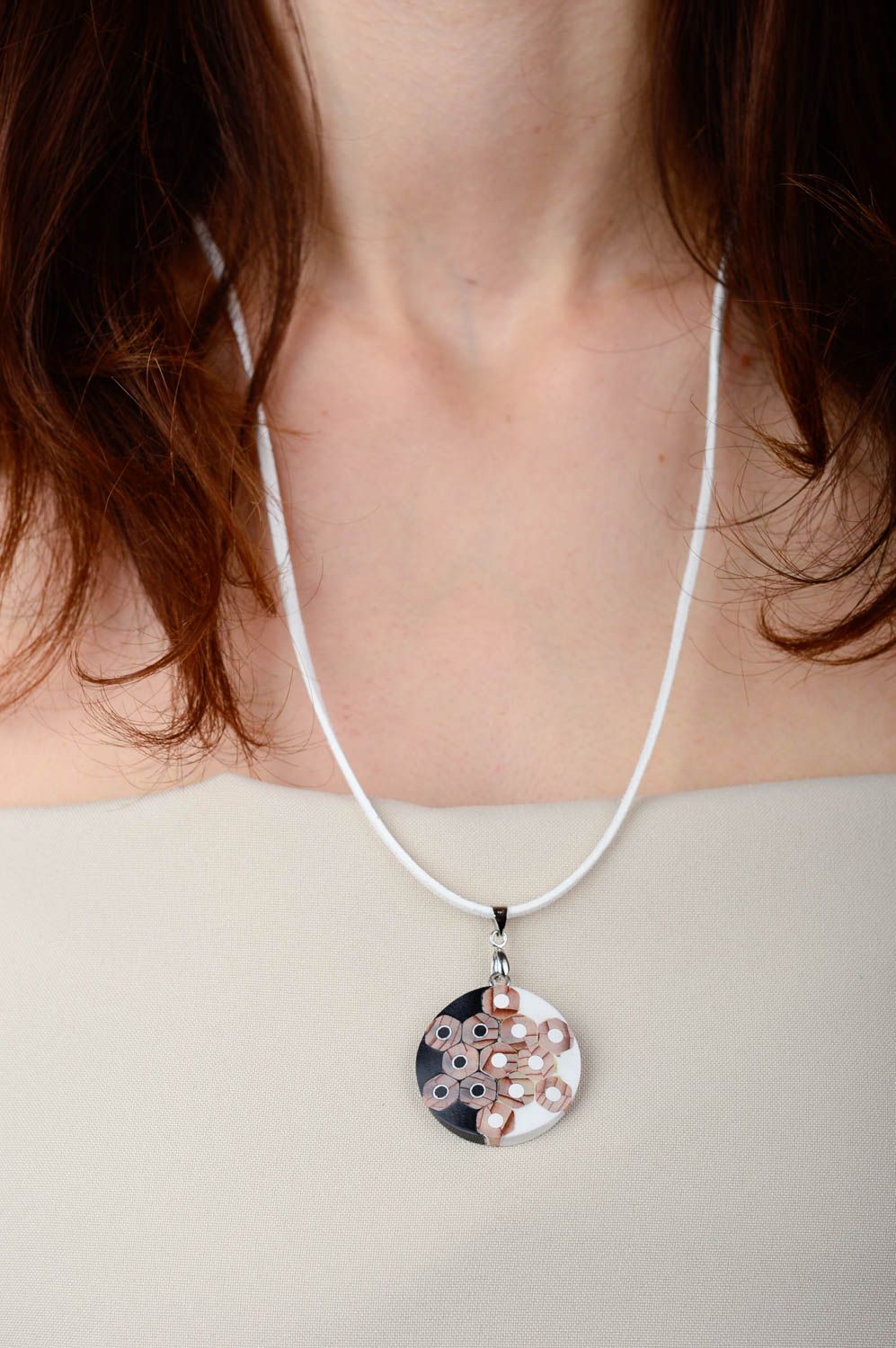 Handmade pendant unusual gift designer jewelry wooden pendant gift for her photo 2