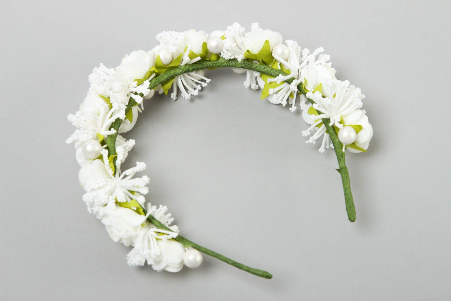 Serre-tête fleurs Bijou fait main Roses blanches cadeau Accessoire cheveux photo 2