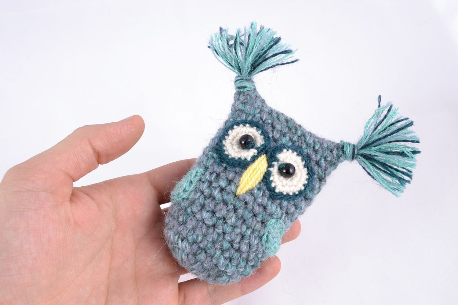 Soft crochet toy gray owl photo 2