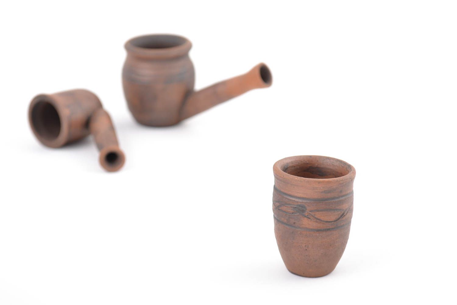 Handmade small brown ceramic hookah bowl kilned with milk smoking accessories photo 1