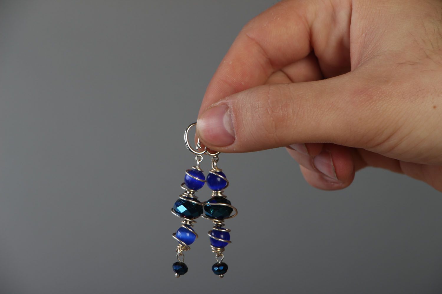 Natural stone earrings of blue color photo 3