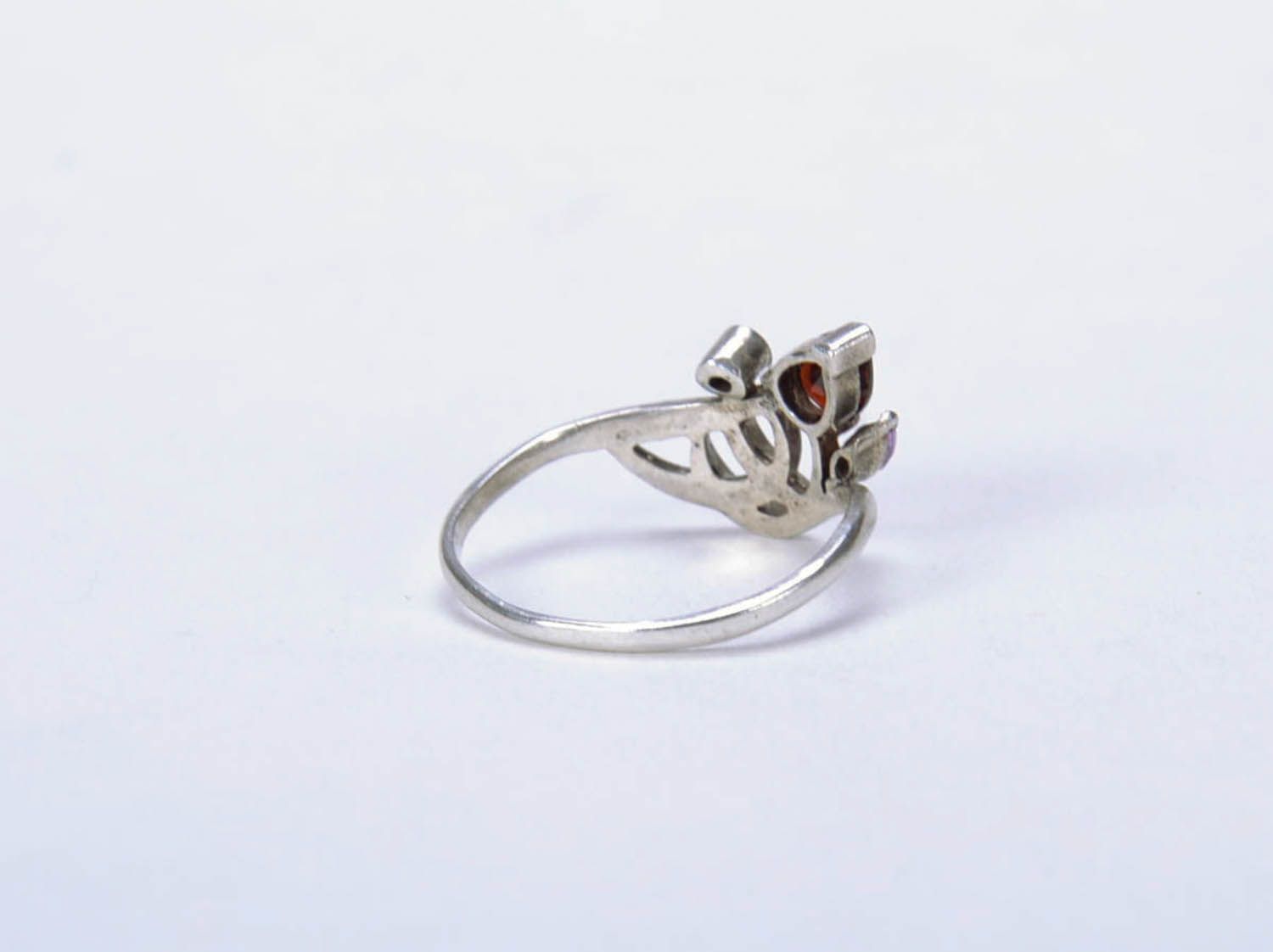 Silver ring with natural stones photo 2