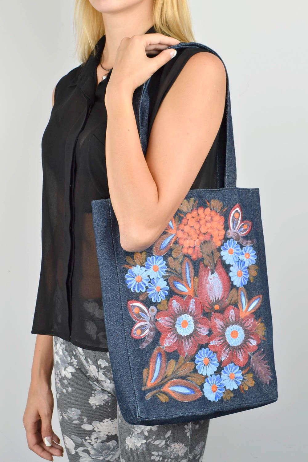Сумка ручной работы сумка на плечо с росписью текстильная сумка красивая фото 1