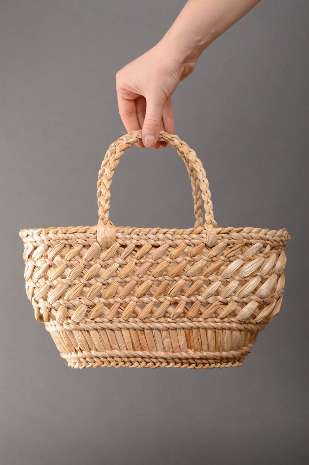 Tasche Korb handmade aus Rohrkolben  foto 5