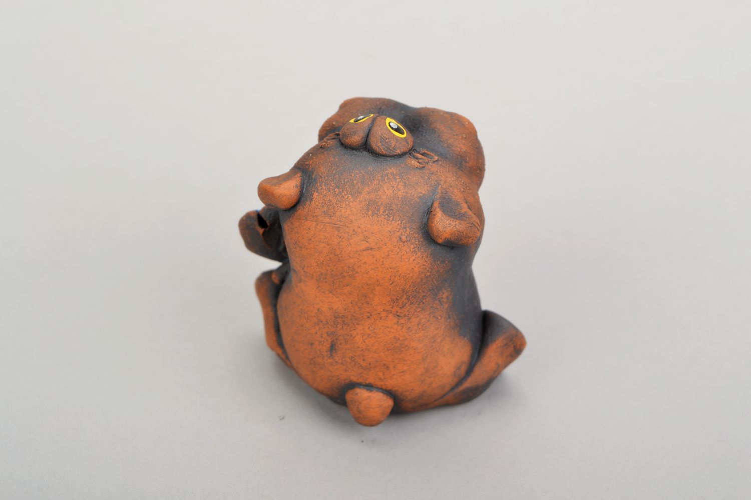 Figura de cerámica Hipopótamo con flor foto 4