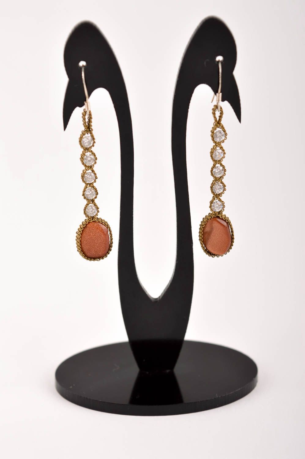 Handmade designer female earrings unusual dangling earrings elegant jewelry photo 2