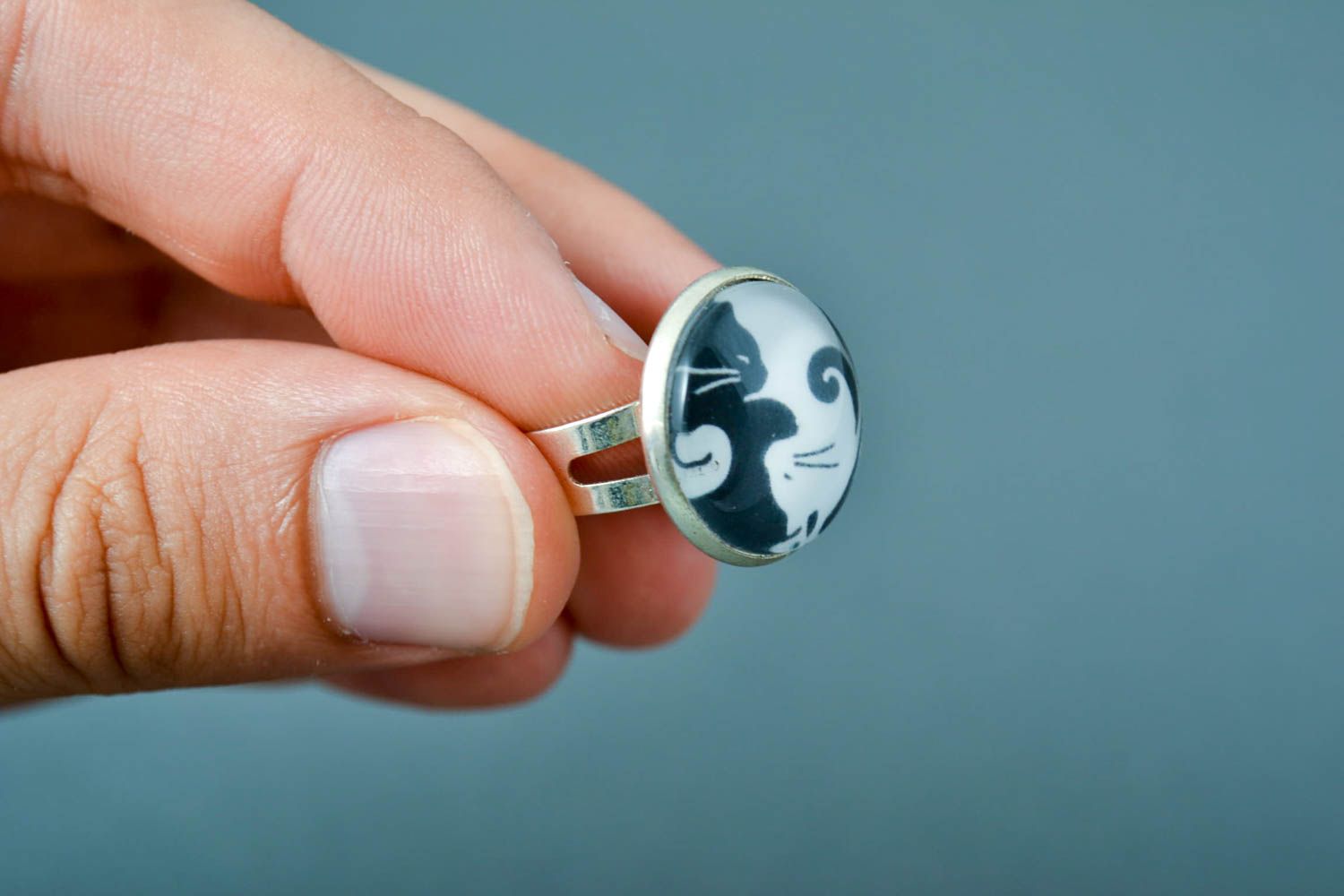 Ring Schmuck handgemachter Schmuck Ring für Damen mit Fotoprint und Epoxidharz foto 4
