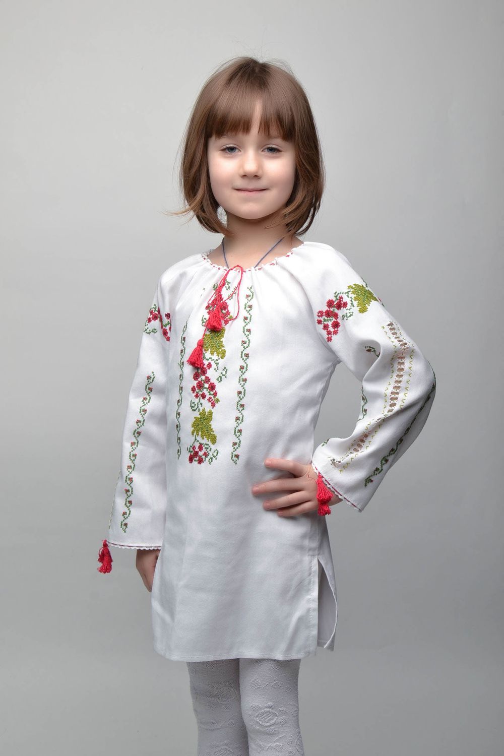 Embroidered blouse with long sleeves for girl photo 1