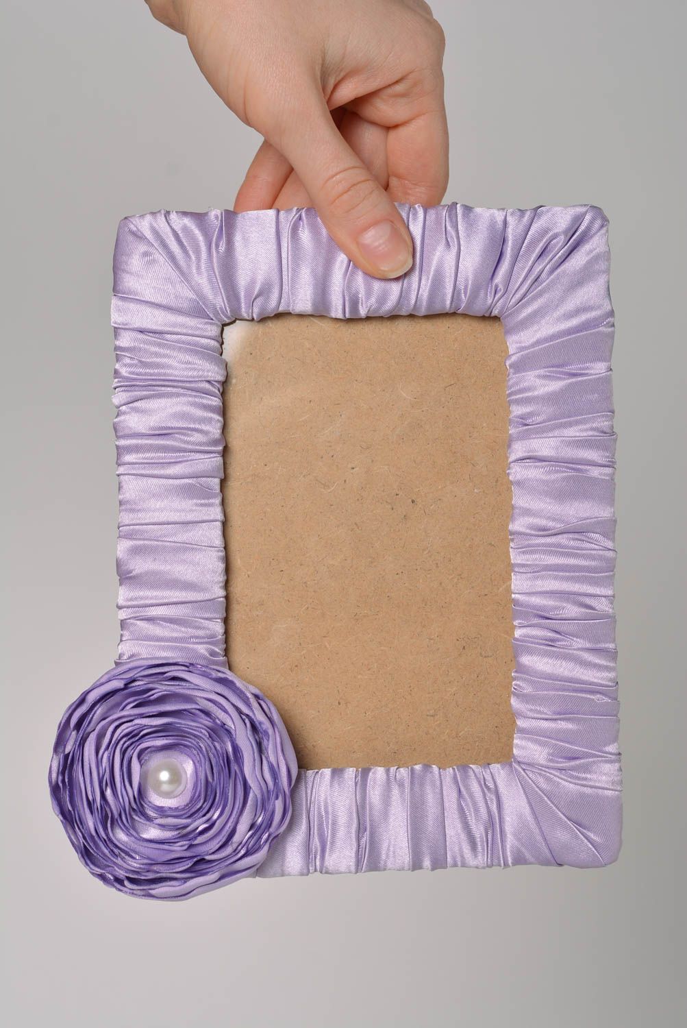 Rahmen für Fotos handmade Deko Bilderrahmen aus Stoff in Lavendelfarbe  foto 4