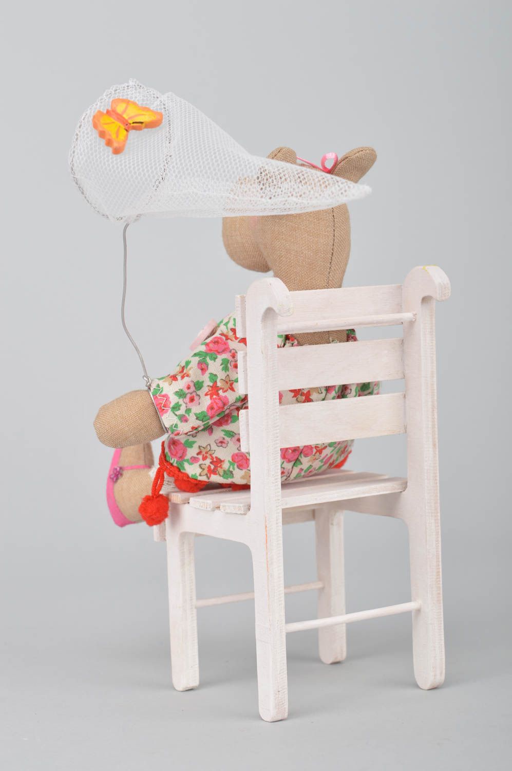 Handmade Nilpferd Stofftier Kuschel Tier Deko Ideen Haus aus Baumwolle mit Stuhl foto 3
