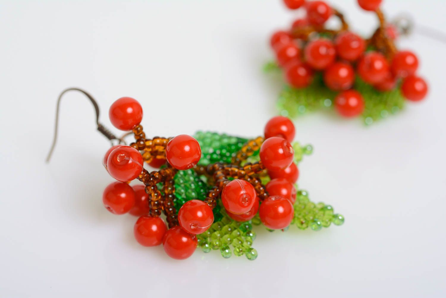 Handmade designer beaded dangle earrings bright stylish women's jewelry photo 3