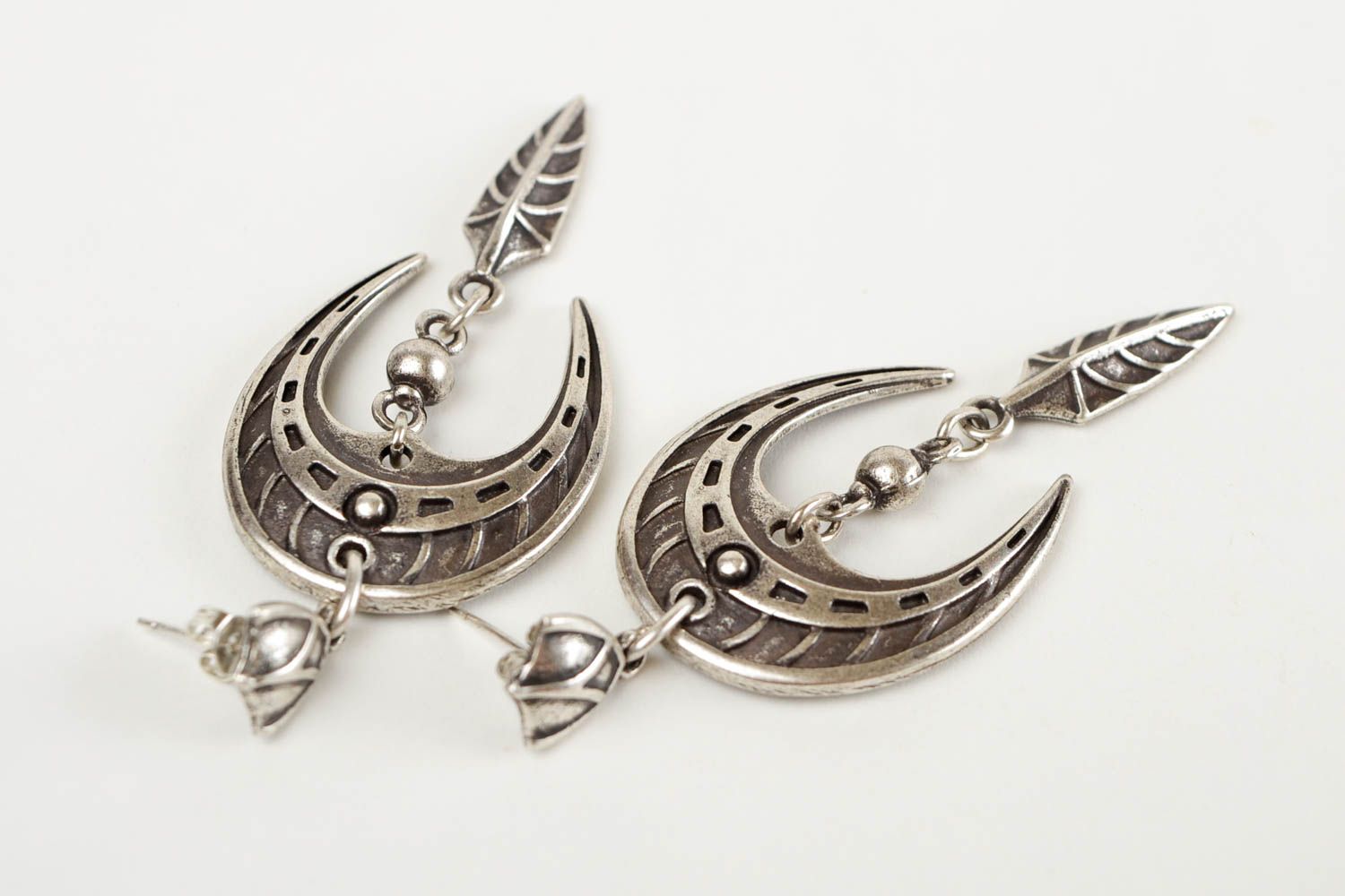 Metal earrings handcrafted fashion accessories women gift idea long earrings photo 4