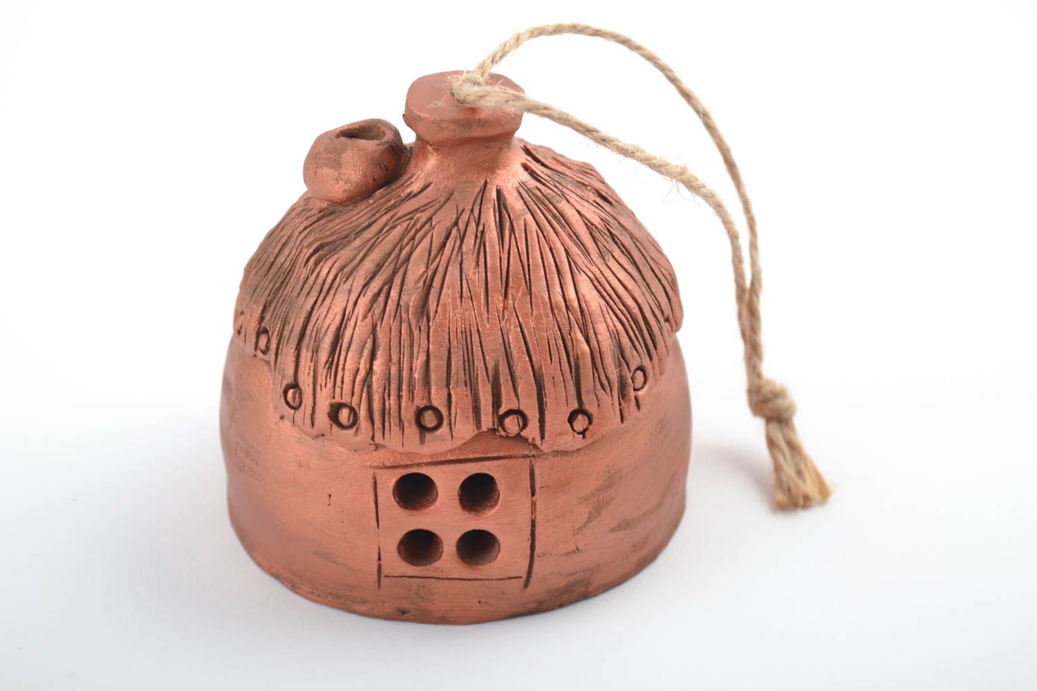 Campanella decorativa fatta a mano in ceramica souvenir in terracotta originale foto 2