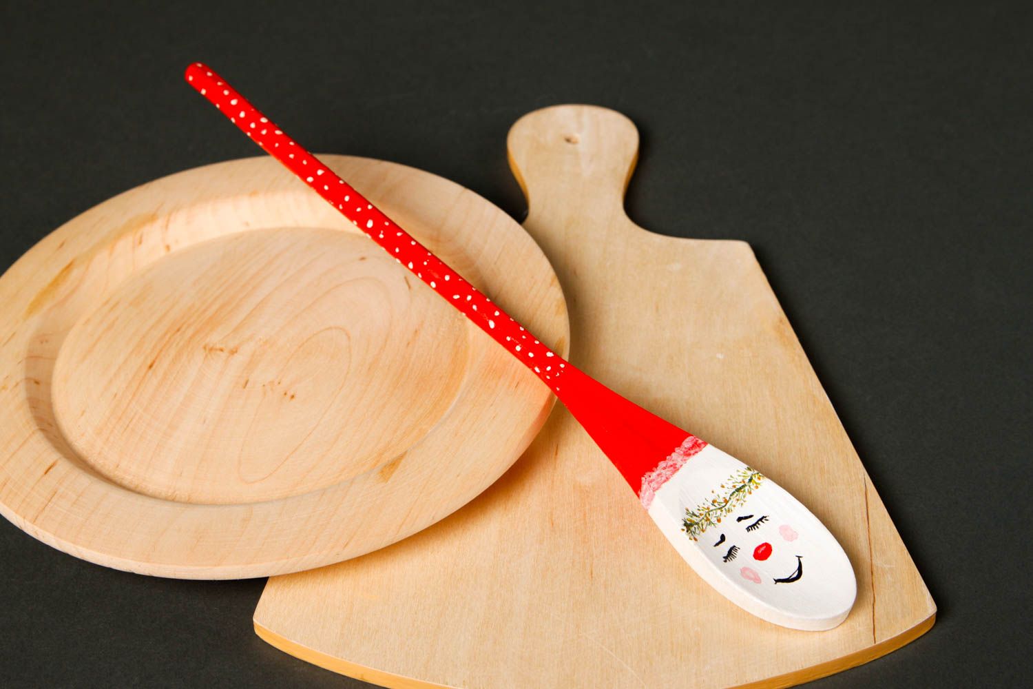 Handmade painted spoon designer big wooden spoon beautiful kitchen utensil photo 1