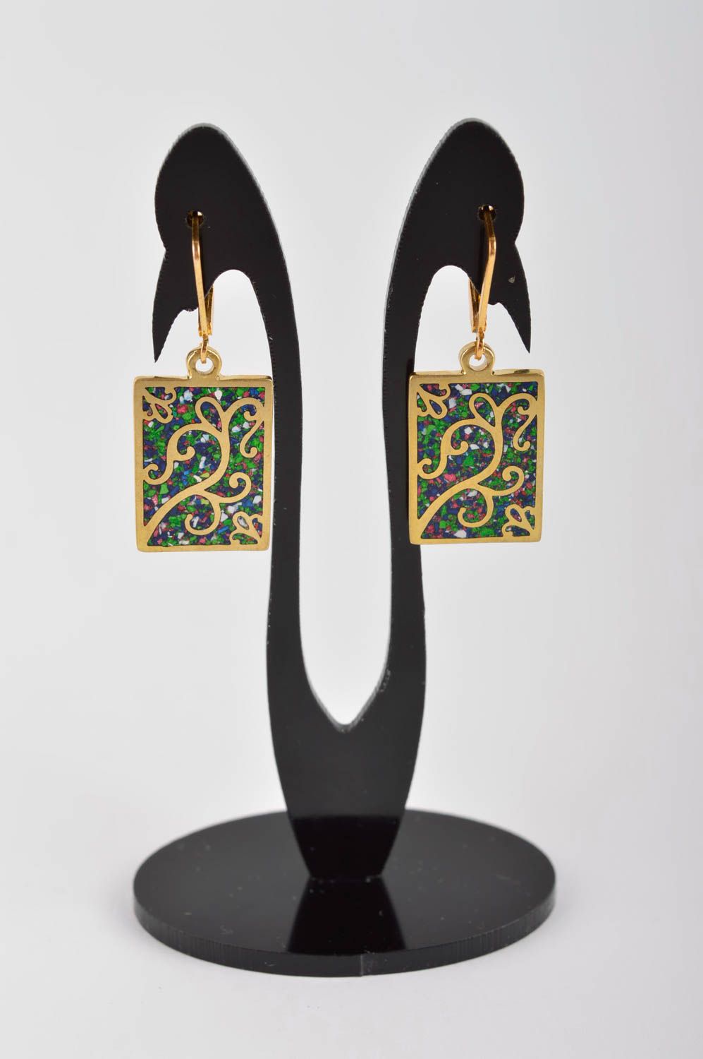 Handmade brass female earrings unusual dangling earrings stylish jewelry photo 2