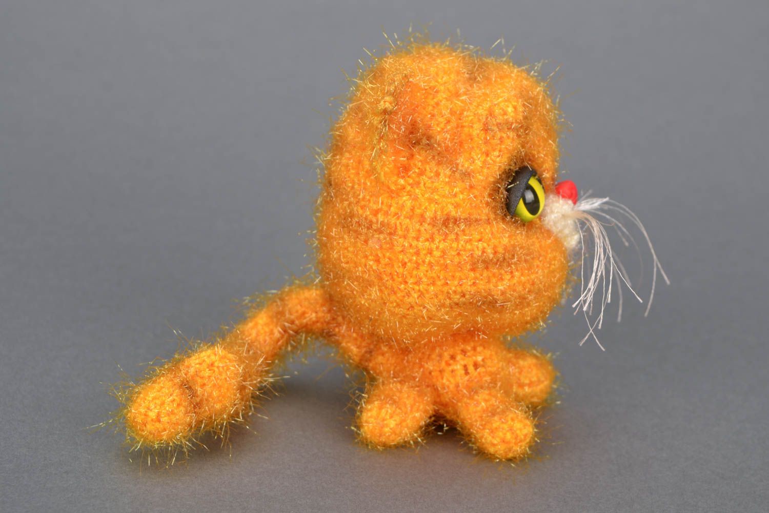 Мягкая вязаная игрушка Оранжевый кот фото 4