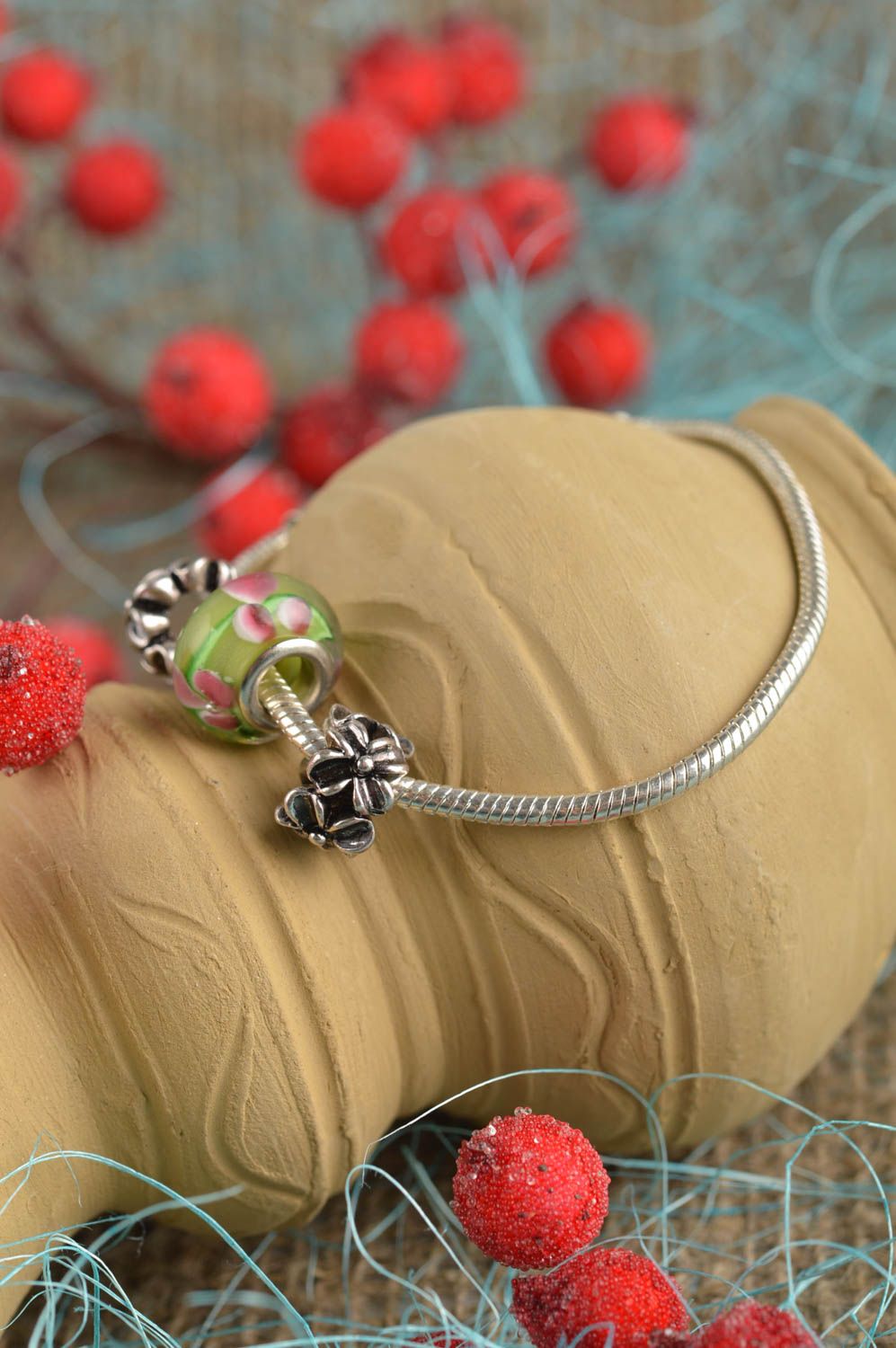 Metal wrist bracelet beaded stylish bracelet gift for her stylish jewelry photo 1