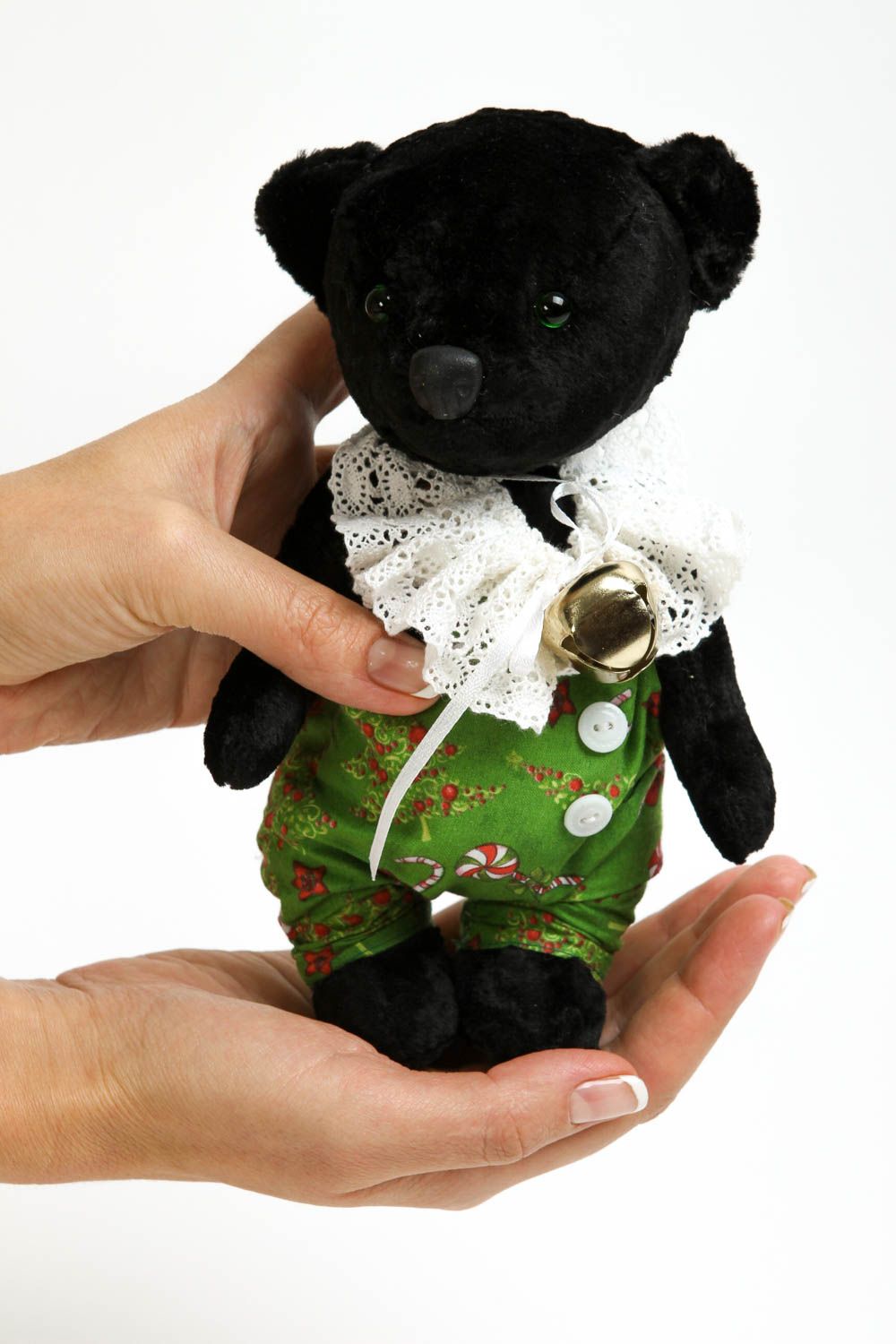Jouet enfant ourson Peluche faite main noire en combinaison Cadeau original photo 5