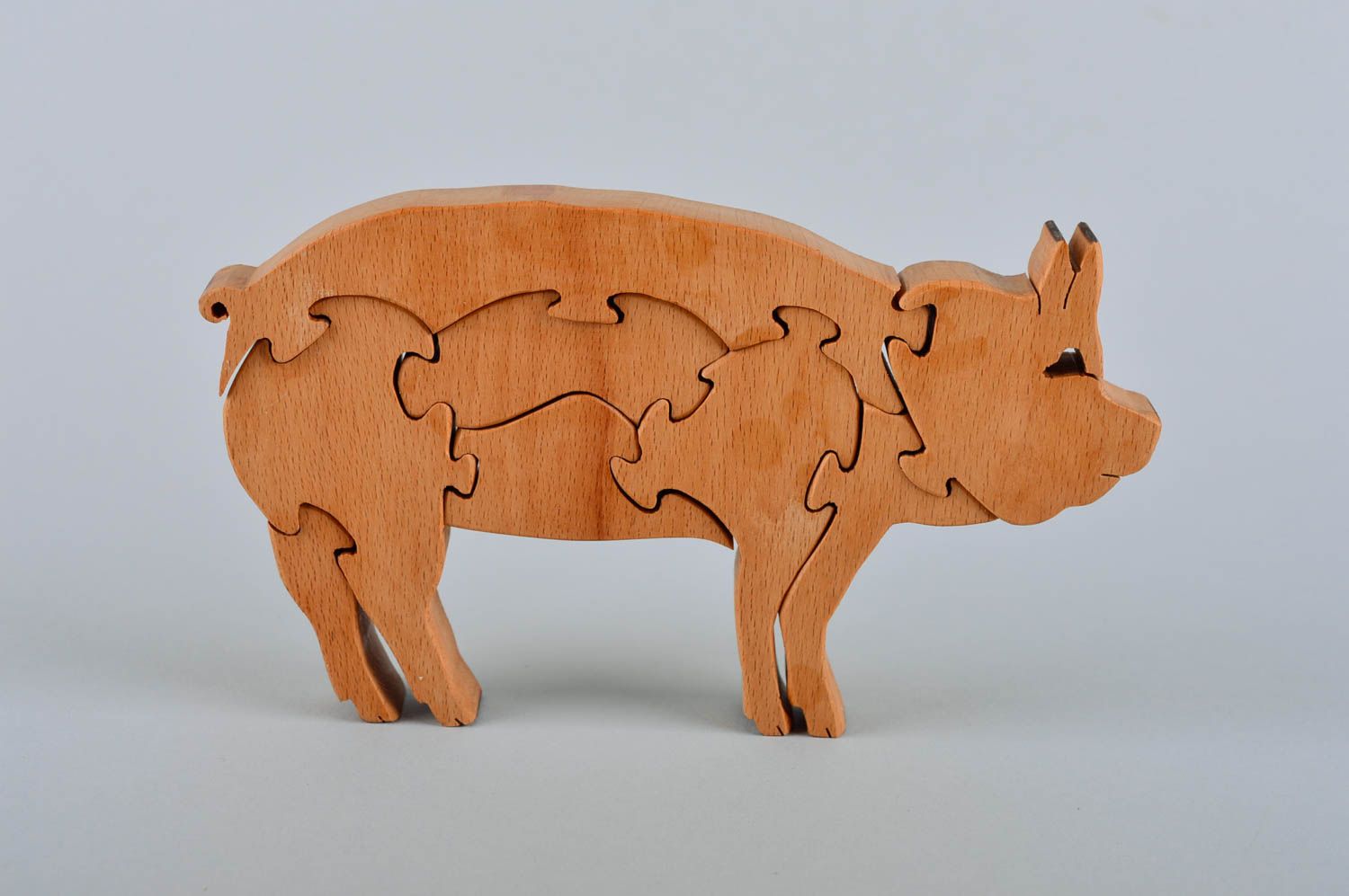 Puzzle cochon fait main Puzzle bois Jouet éveil écologique design original photo 2