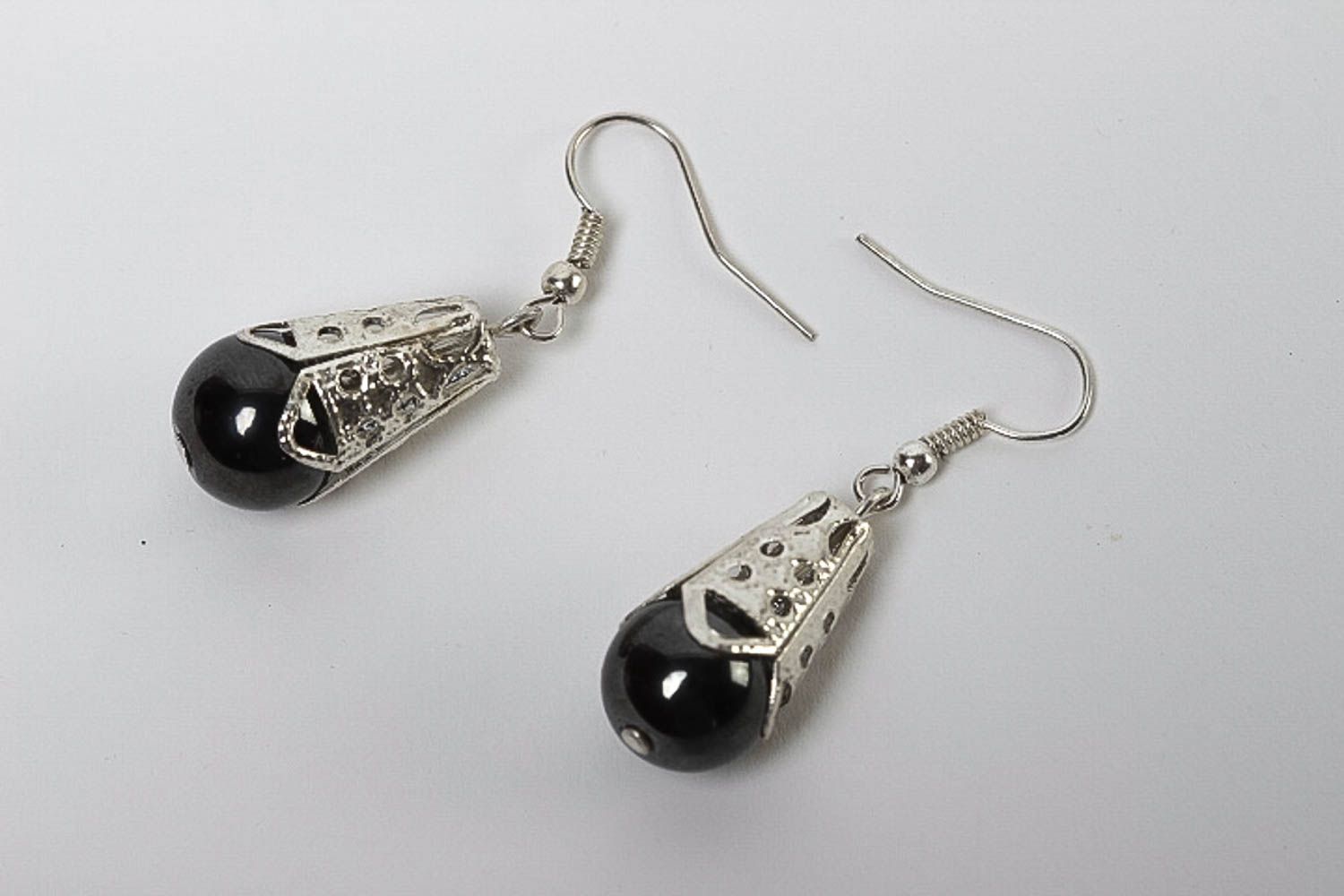 Perlen Ohrhänger handmade Ohrringe Geschenk für Frauen mit Hämatit schwarz  foto 2