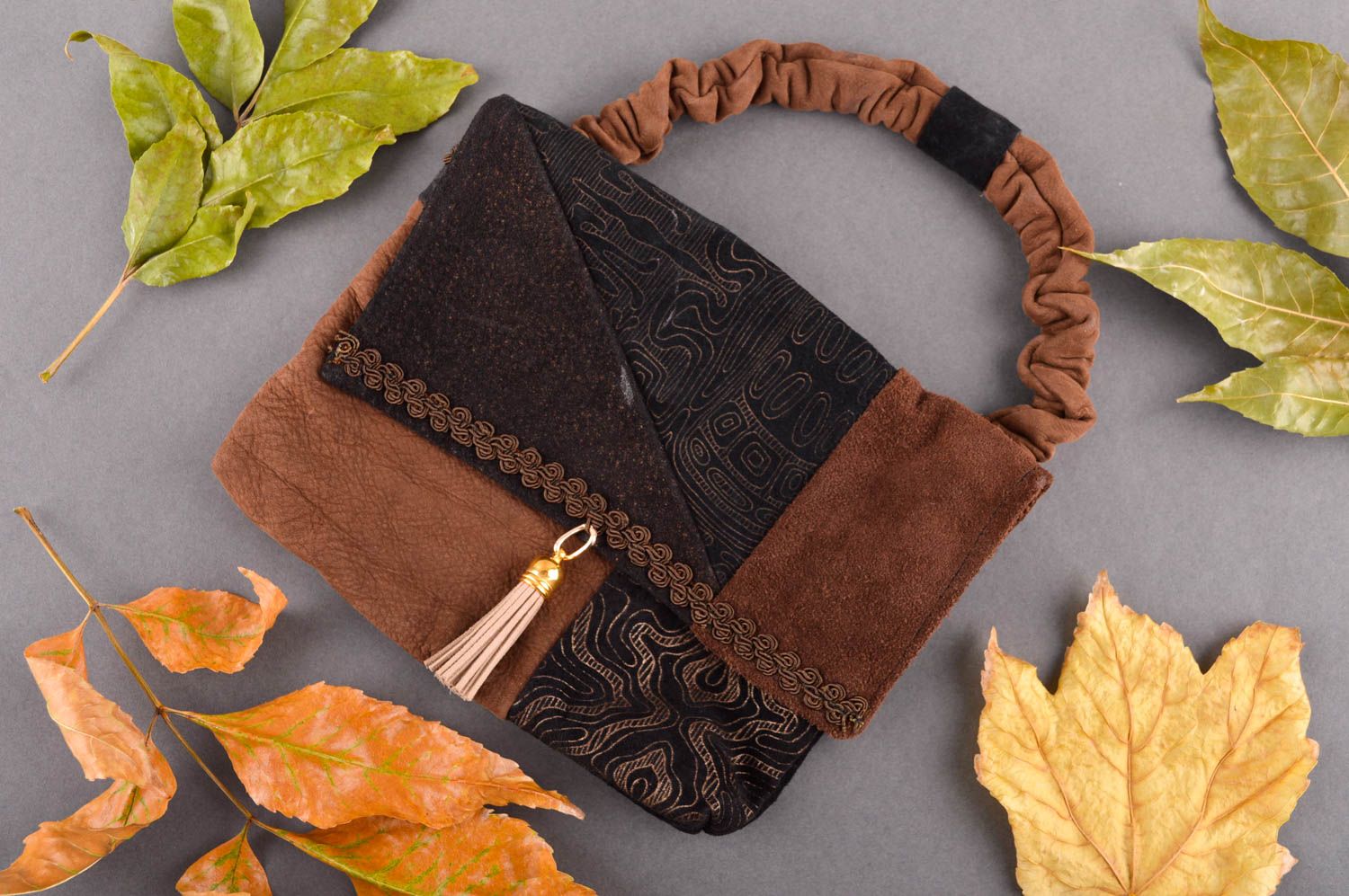 Bolso de cuero marrón hecho a mano accesorio para mujer regalo original  foto 1