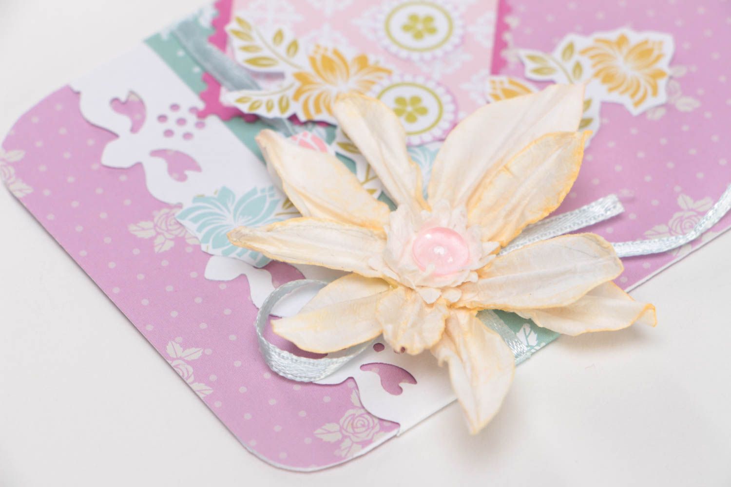 Etiqueta personalizada para regalos hecha a mano estilosa rosada con flores foto 3