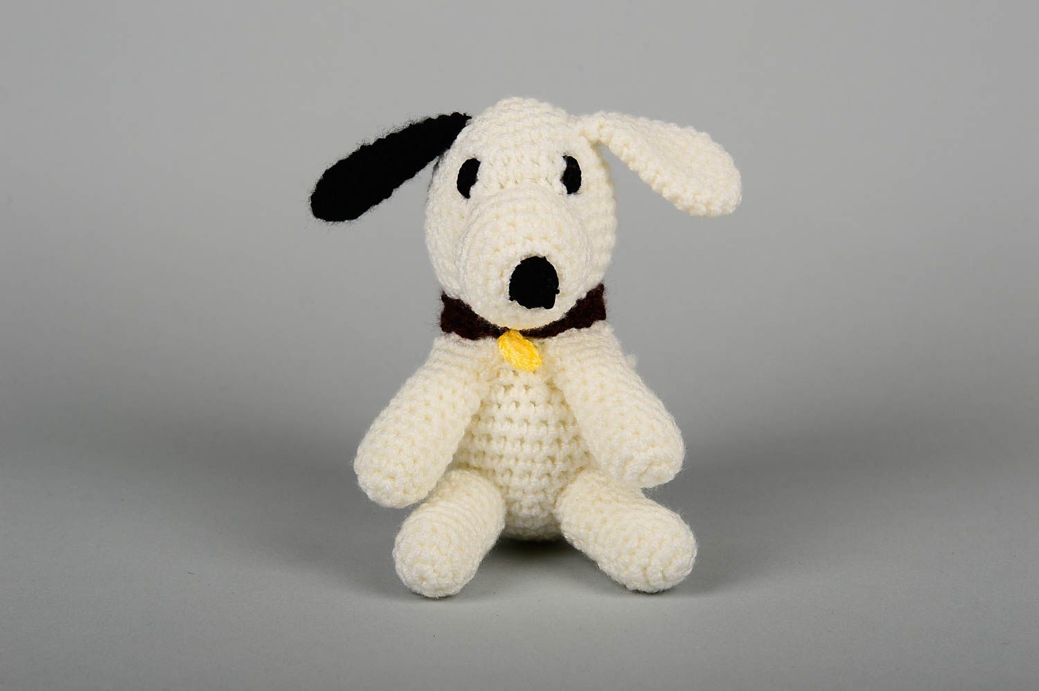 Kuscheltier Hund handgefertigt Haus Dekor Geschenk für Kinder weiß schwarz foto 1