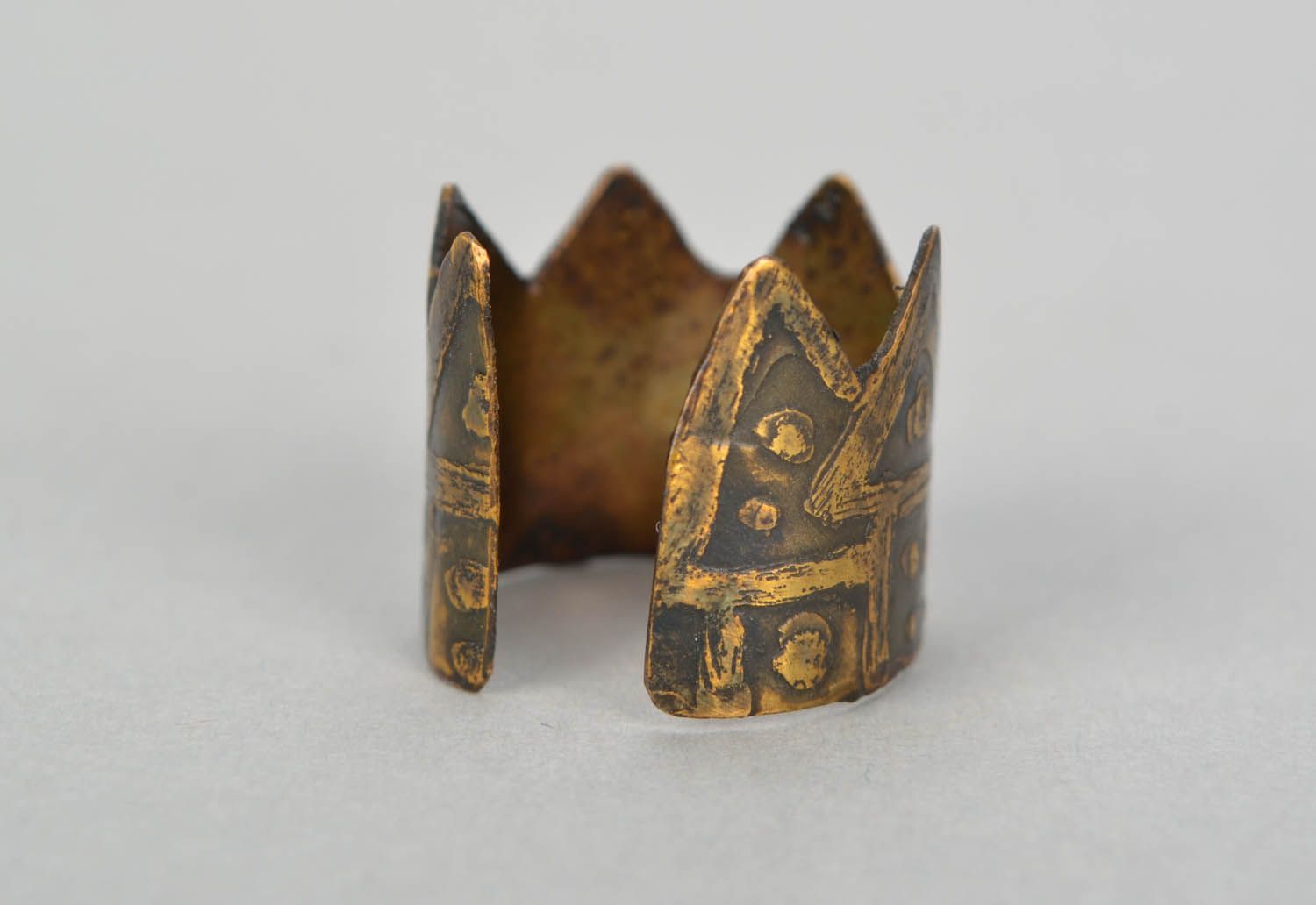 Handgemachter Ring aus Kupfer Krone foto 4